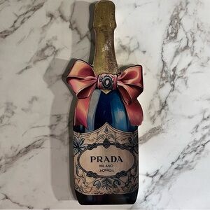 Prada Blue and Gold Champagne Bottle Art
